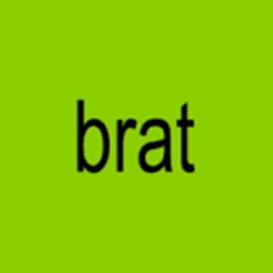 A blurry, lowercase black sans-serif font spelling out the word 'brat' centered on a solid, neon lime green background